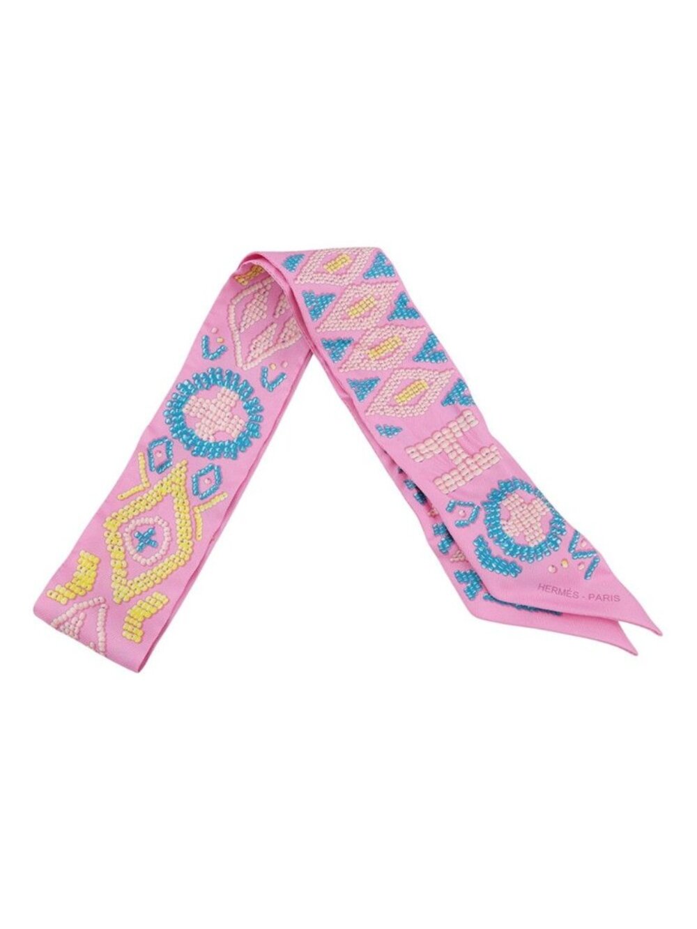 Hermes Scarf Twilly Kelly en Perles Silk Twill Fall Winter - Picture 1 of 10